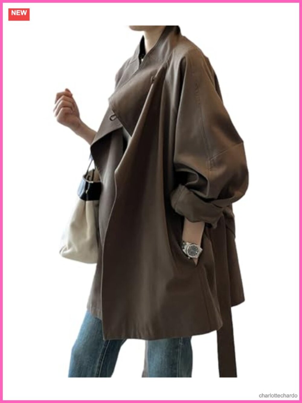 Women's Polyester Belted Trench Coat Open Front Long Sleeve Windproof Fall